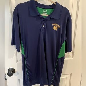 Pro Edge Men's Blue and Green Notre Dame Polo Shirt